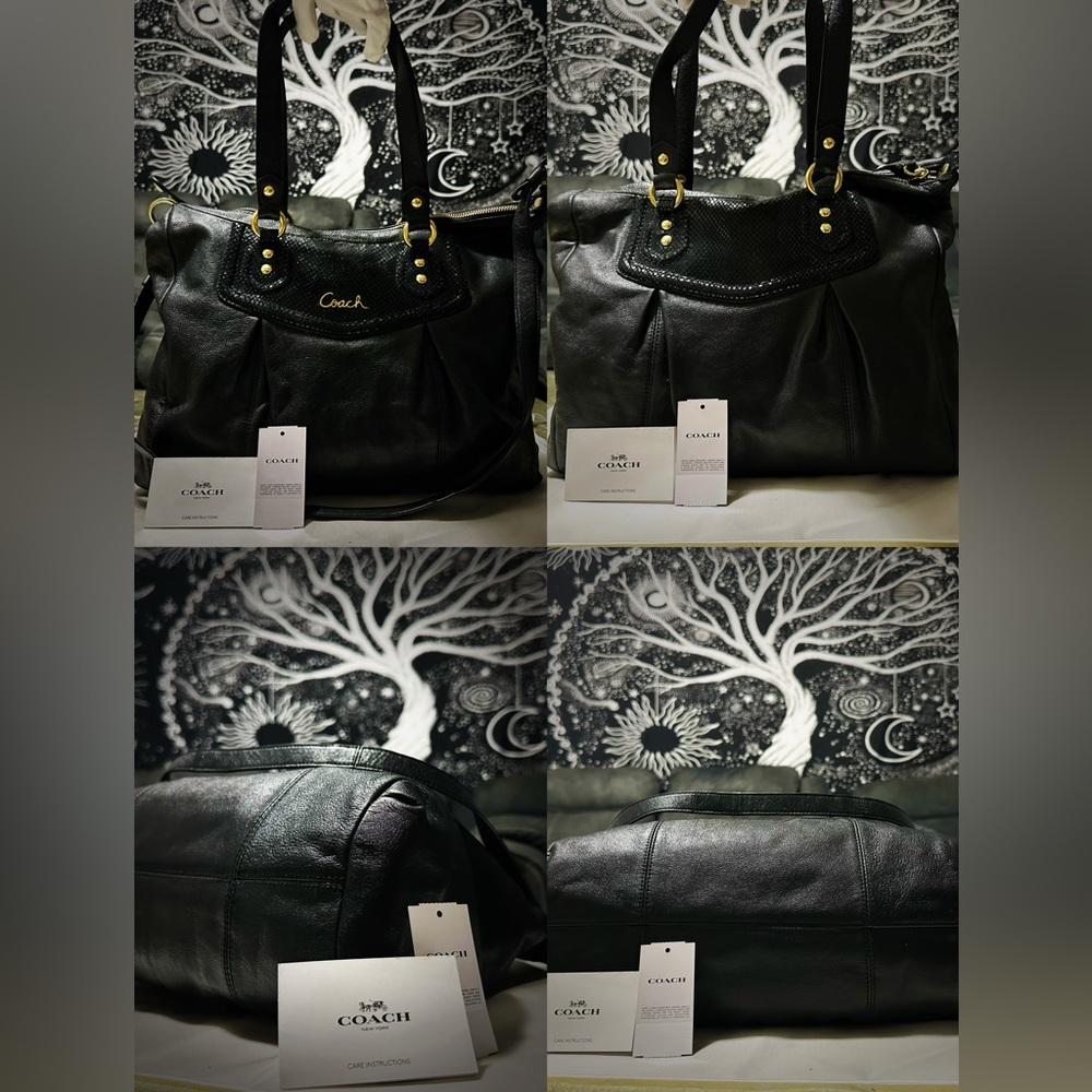 Vintage Style Y2K Coach Black Leather Shoulder Bag with Gold Accents make offer - Picture 9 of 17